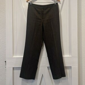 Lafayette 148 Wool Blend Brown Metalic Herringbone Wise Leg Pants Size 6